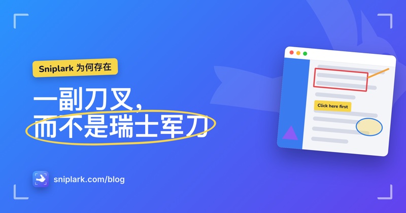 "一副刀叉，而不是瑞士军刀" on the Sniplark blog card
